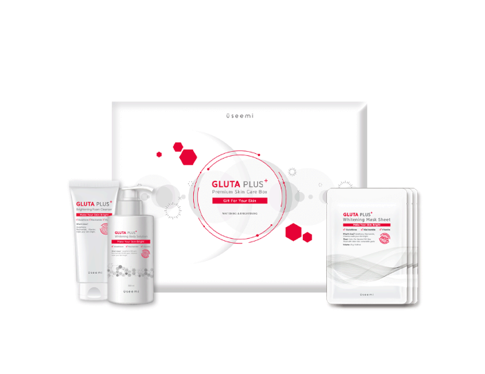 Korea Cosmetic USEEMI GLUTA PLUS Premium Skin Care Box (3 step) Skin Care SET Whitening Foam Cleanser Mask Sheet  Body Lotion