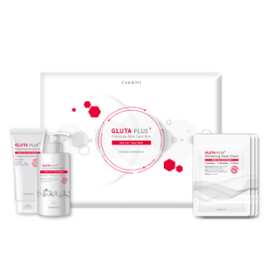 Korea Cosmetic USEEMI GLUTA PLUS Premium Skin Care Box (3 step) Skin Care SET Whitening Foam Cleanser Mask Sheet  Body Lotion