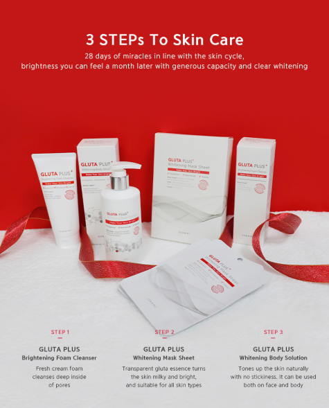 Korea Cosmetic USEEMI GLUTA PLUS Premium Skin Care Box (3 step) Skin Care SET Whitening Foam Cleanser Mask Sheet  Body Lotion