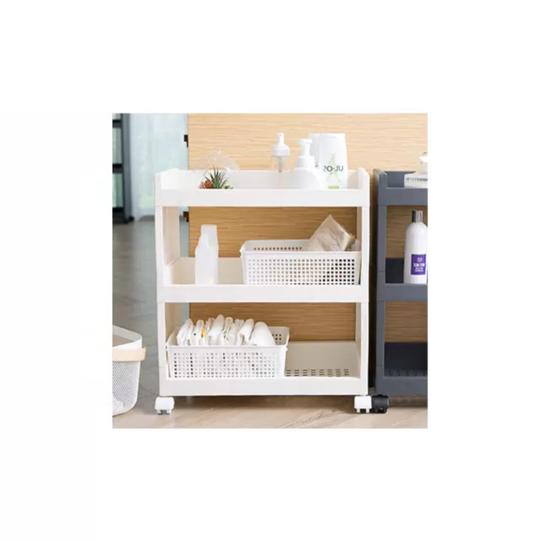 Non-Folding Kitchen Vertical Shelving Unit Shelf Metal Storage Folding Cutlery Rack with Wheels 3 Tier Mobile Shelf