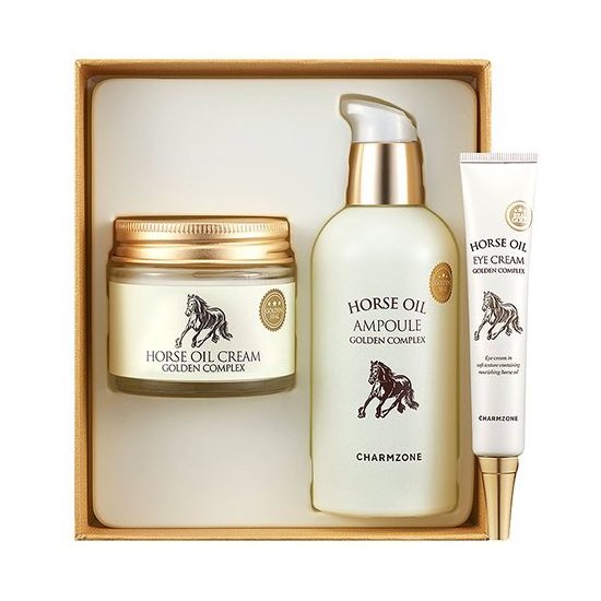 Online Wholesale Korean cosmetic CHARMZONE HORSE OIL GOLDEN COMPLEX 2 PIECES SET (+HORSE OIL EYE CREAM) by Lotte Duty Free