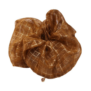 Korean Fashion Hair clip  DANA BURTON Organza Gold Check Scrunchie by Lotte Duty Free