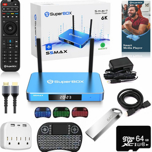 SuperBox S5 Max Super Bundle TV Box S5 Max 2024, 4GB RAM, 64GB Storage with Voice Command Remote & Detailed Install Instructions