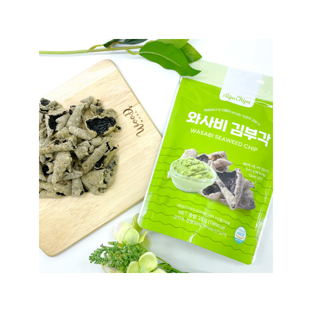 [Badalove] wasabi seaweed chip bite light snack dried fried made in korea tasty crispy made in korea korean snack