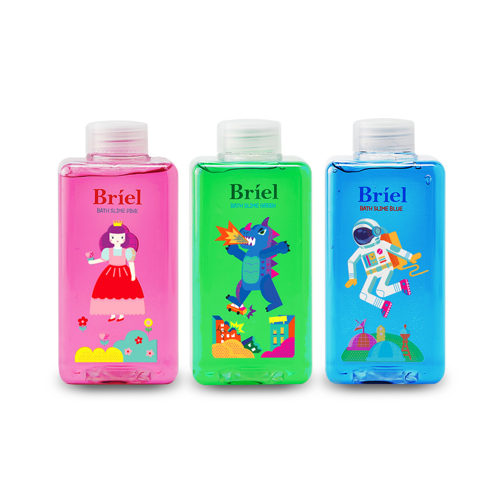 Briel Bath Slime 480ml Green Blue Pink Children Bath Toys Tactile Play Fun and Exciting Bath Time No Artificial Colors Added