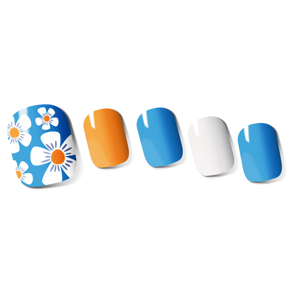 New arrival custom glazed popular non-toxic gel polishing stickers summer daisy gel pedi nail stickers