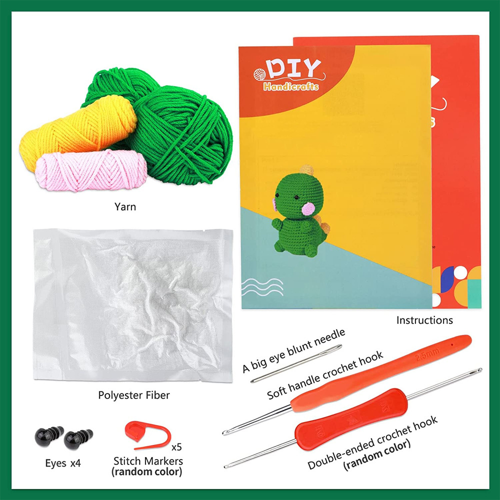 Dinosaur Style knitting and crochet beginner kit diy crochet kit crochet animal kit