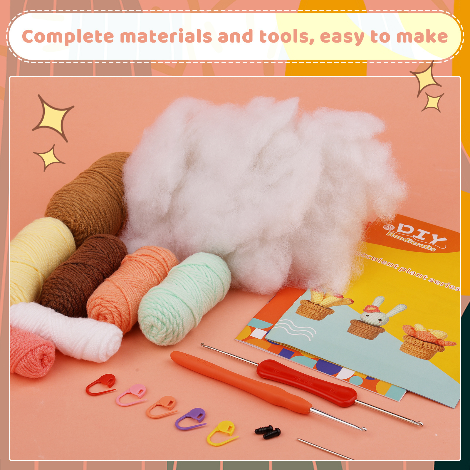 China manufacture New design accessories for knitting beginner crochet kit with yarn set crochet hook full crochet starter kit