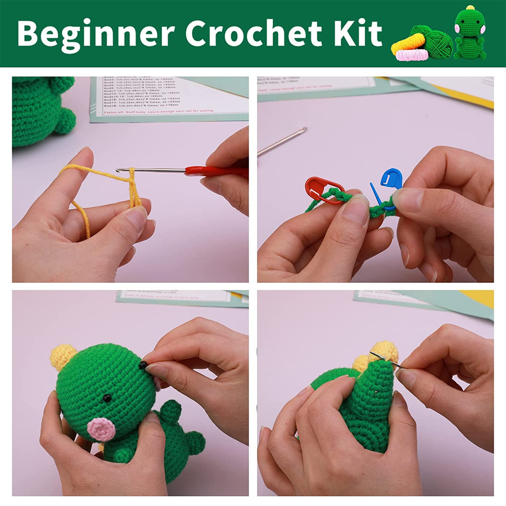 Dinosaur Style knitting and crochet beginner kit diy crochet kit crochet animal kit