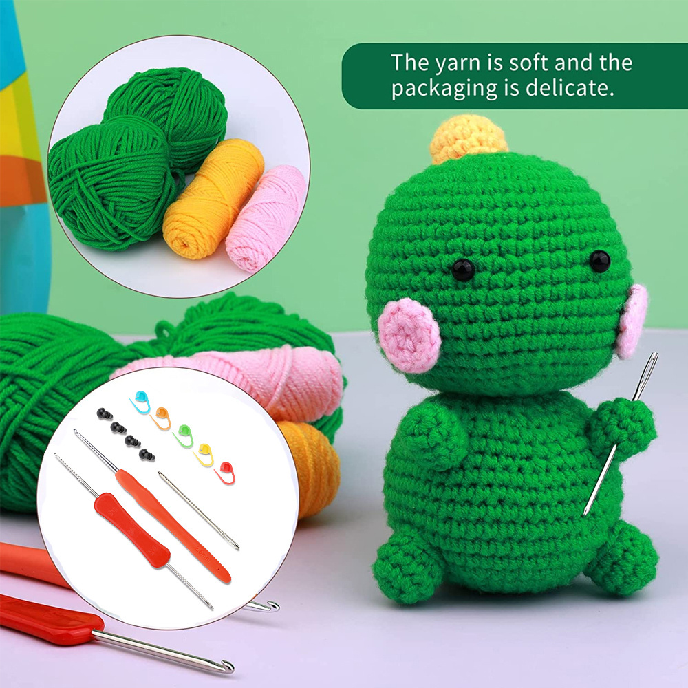 Dinosaur Style knitting and crochet beginner kit diy crochet kit crochet animal kit