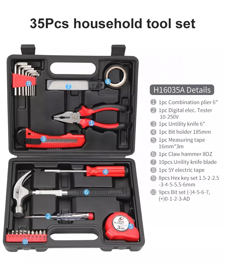 KAFUWELL H16035A Simple Home Hand Repair Tool Household Tool Kit 35pcs Toos Set