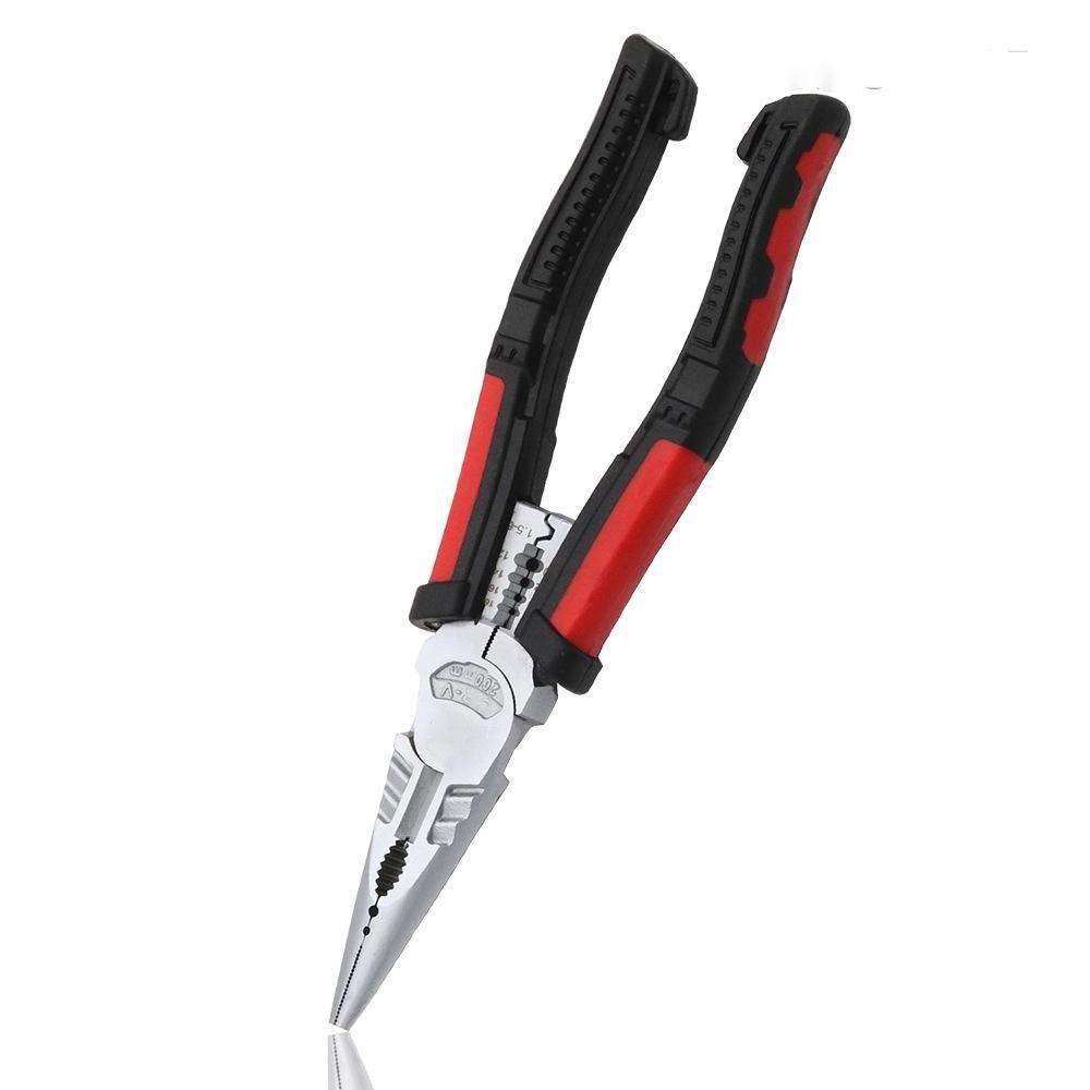 KAFUWELL PL24175F 8 Inch 7 In 1 Cr-v Cable-cutting Pliers Long Nose Pliers Wire Stripper Combination Pliers Multitool