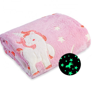 2023 new Custom logo Dinosaur unicorn Christmas Blanket Flannel Plush Luminous Throw Blanket Glow in The Dark Baby Blanket