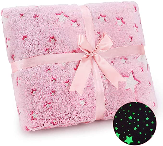 2023 new Custom logo Dinosaur unicorn Christmas Blanket Flannel Plush Luminous Throw Blanket Glow in The Dark Baby Blanket