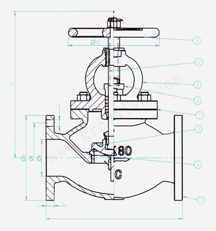 JIS Marine Valve  Globe Valve F7319 Pressure 10K  Cast Steel