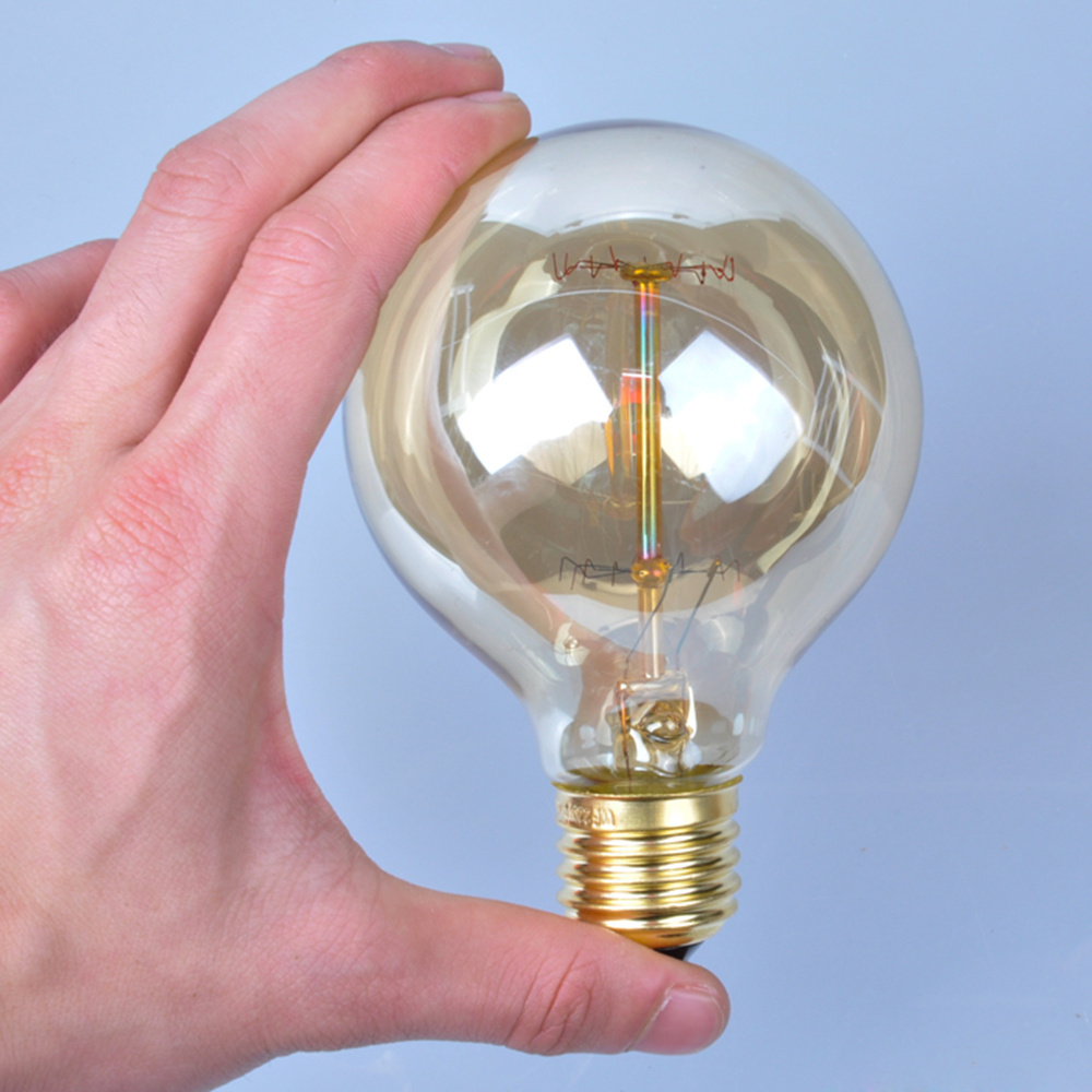 G-80 Squirrel cage Nipple Stars Filament Tungsten Light Bulbs Antique  Amber Glass 40 watt G80 Led Lamp Vintage Edison lamps