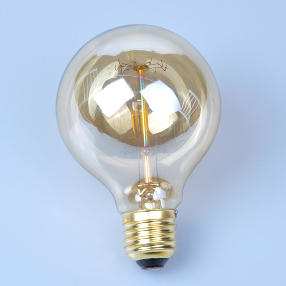 G-80 Squirrel cage Nipple Stars Filament Tungsten Light Bulbs Antique  Amber Glass 40 watt G80 Led Lamp Vintage Edison lamps