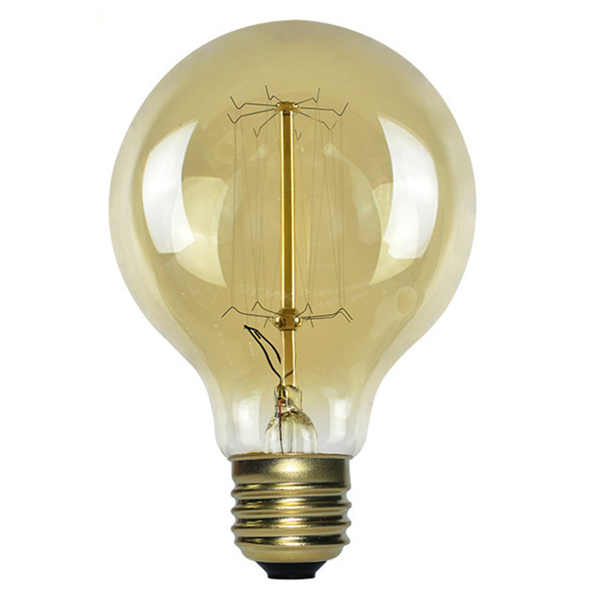 G-80 Squirrel cage Nipple Stars Filament Tungsten Light Bulbs Antique  Amber Glass 40 watt G80 Led Lamp Vintage Edison lamps