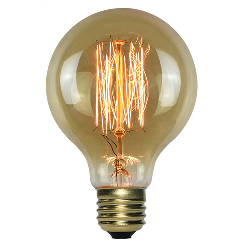 G-80 Squirrel cage Nipple Stars Filament Tungsten Light Bulbs Antique  Amber Glass 40 watt G80 Led Lamp Vintage Edison lamps