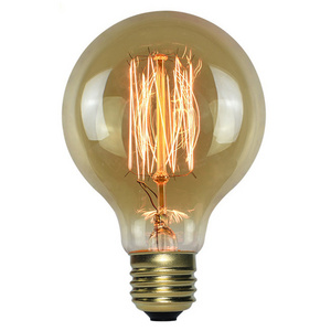 G-80 Squirrel cage Nipple Stars Filament Tungsten Light Bulbs Antique  Amber Glass 40 watt G80 Led Lamp Vintage Edison lamps