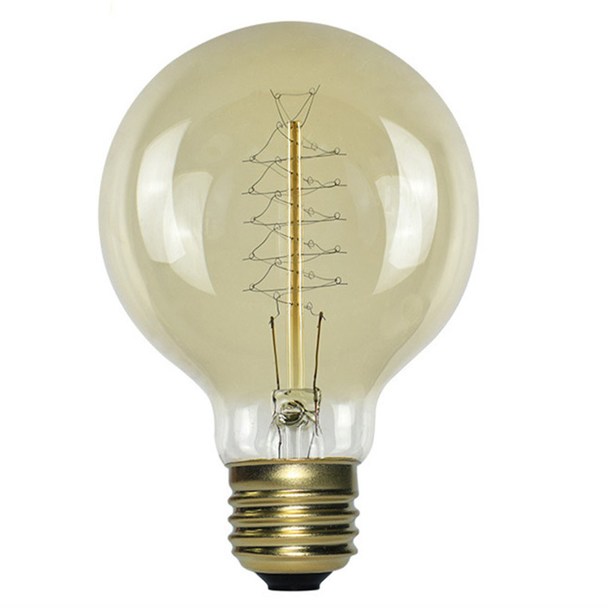 G-80 Spiral Halogen Filament 220V-240V LED Tungsten Light Bulbs Antique Amber Glass 40 watt Led Lamp Vintage Edison lamps