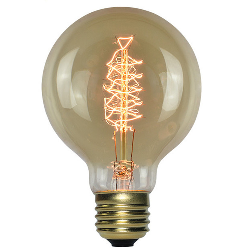 G-80 Spiral Halogen Filament 220V-240V LED Tungsten Light Bulbs Antique Amber Glass 40 watt Led Lamp Vintage Edison lamps