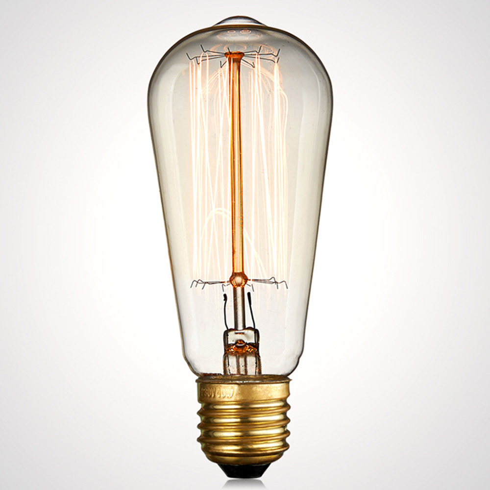 ST58 Nipple Squirrel Cage Antique Incandescent Amber Glass Edison Bulb Light E27 Base Decorative Lamp