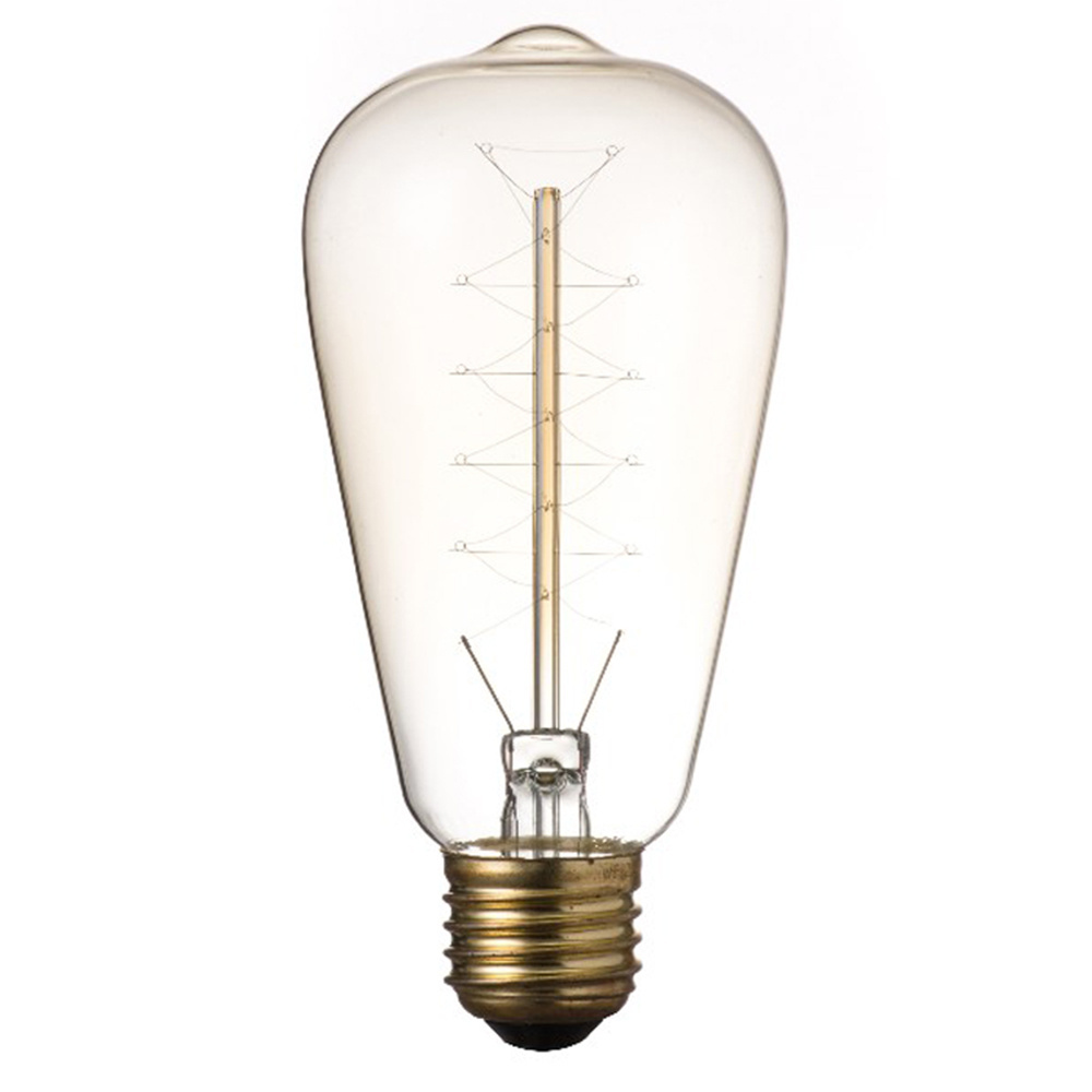 ST64 Spiral Antique Decorative Lighting Edison Bulb Light Tungsten Filament String Light Amber Glass E27 Base