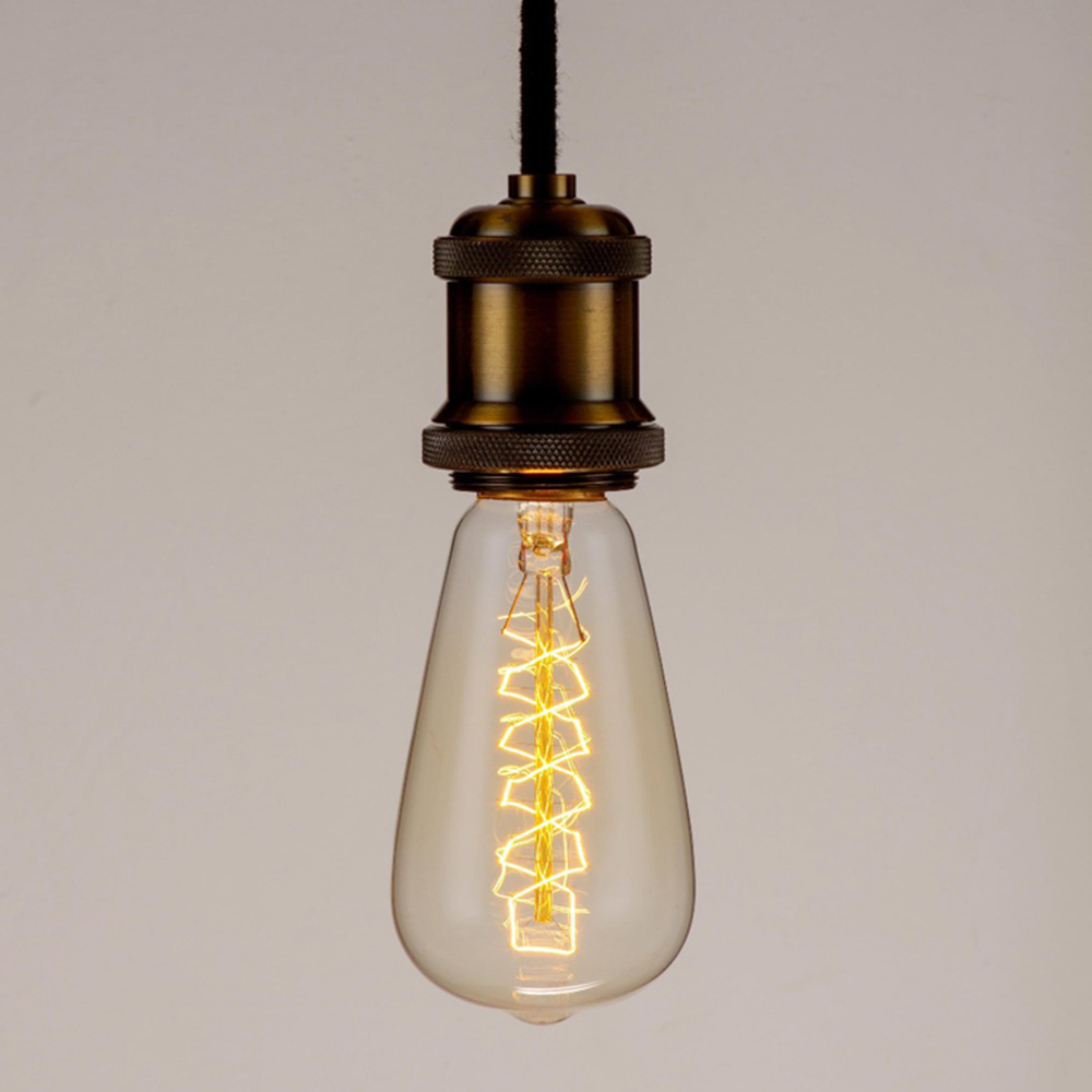 ST64 Spiral Antique Decorative Lighting Edison Bulb Light Tungsten Filament String Light Amber Glass E27 Base