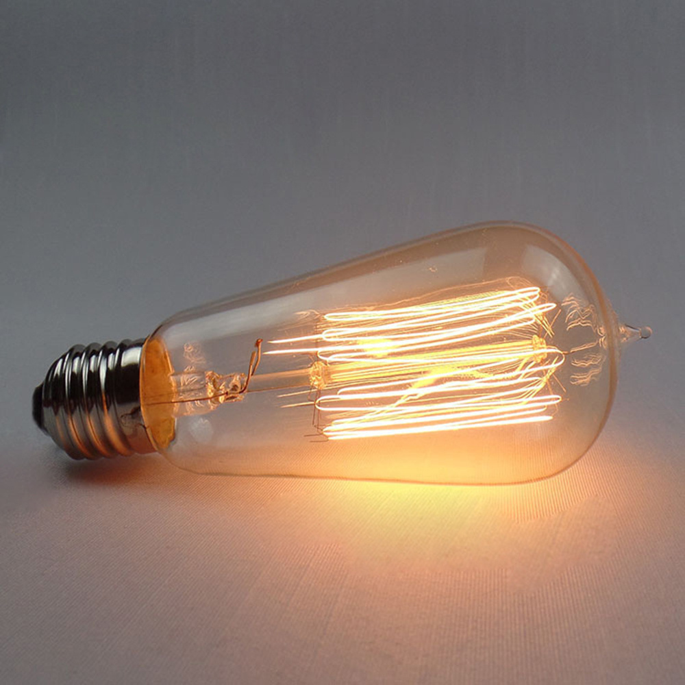 ST58 Vintage Edison Cage 40W  Light Bulb Filament Lamp 220V Antique LED Tungsten Bulb light source