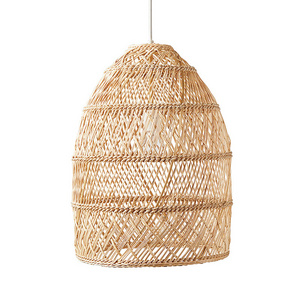 2022 New Retro Bamboo Wicker Rattan Wave Shade Pendant Lights Hanging Ceiling Lamp Fixture bamboo lamp shade