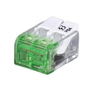 2 port transparent housing compact splicing push in lever-nut connector with lever for installation and lights