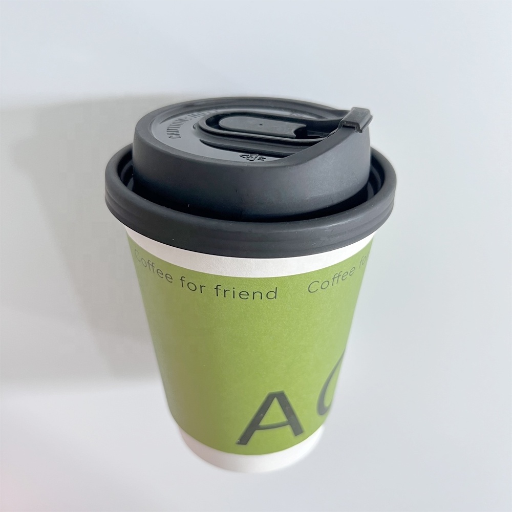 Wholesale custom print biodegradable hot drinks paper cups white pink black heated 12 oz disposable paper coffee cups with lids