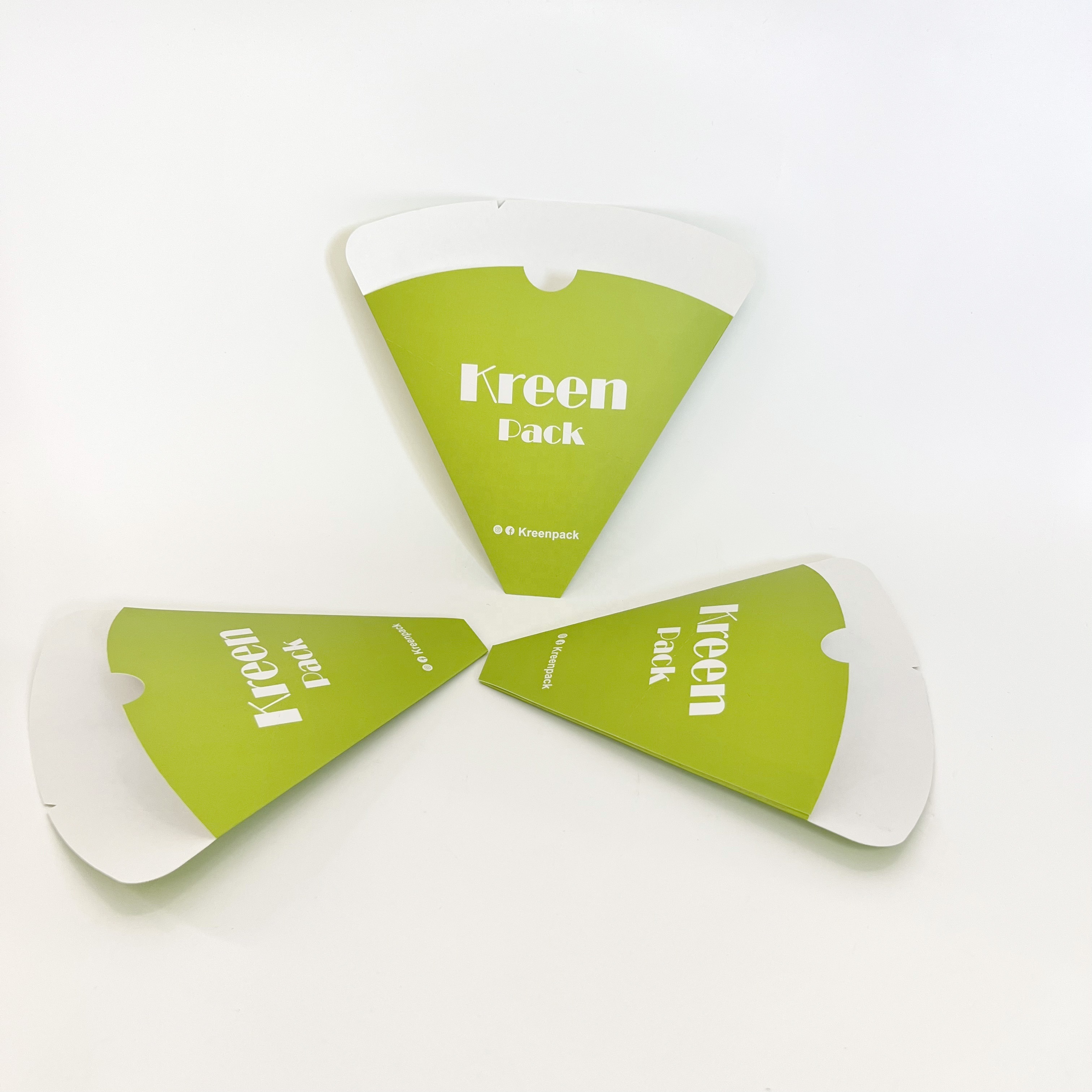 Wholesale Cheap Price Custom Printed Logo Biodegradable Paper Triangle Packaging Waffle Cone Holder Crepe Take Away Box