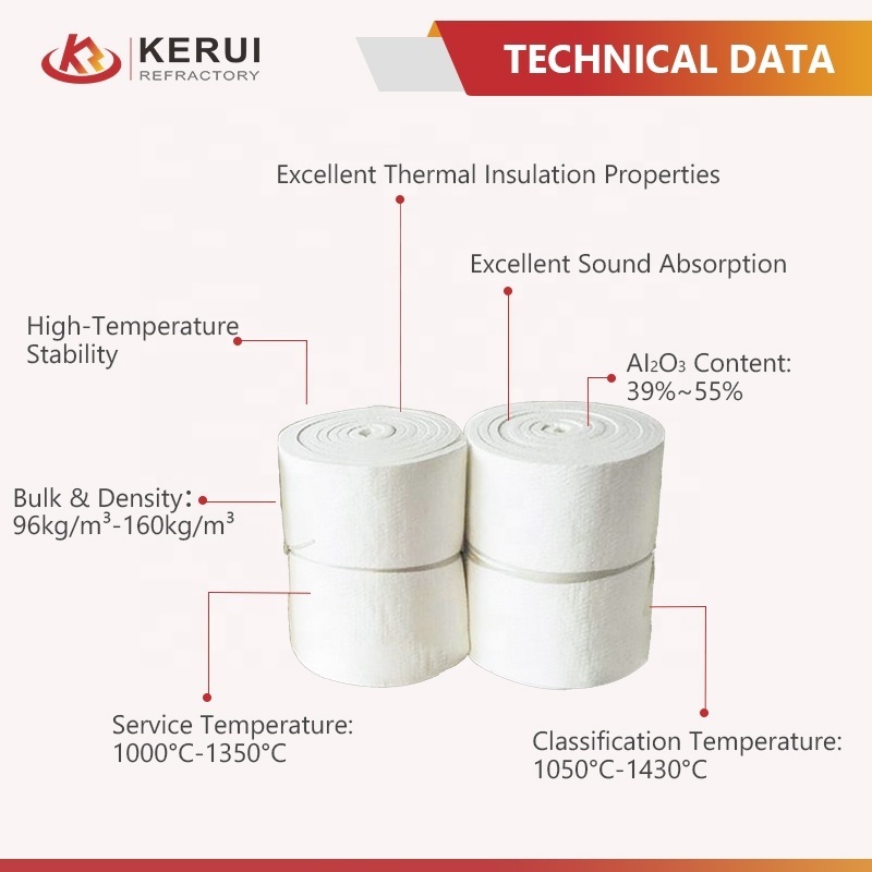 KERUI High Temperature Insulation Refractory Ceramic Fiber Blanket Ceramic Fiber Wool for Furnace