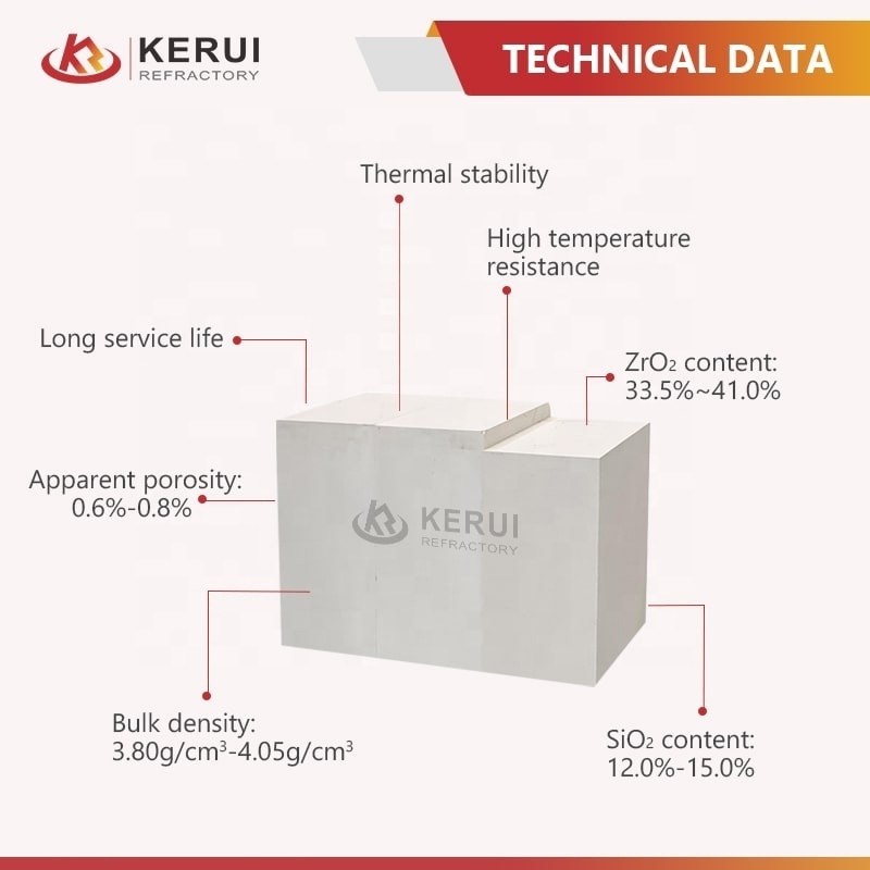 KERUI Factory Direct Customizable AZS Refractory Bricks for Industrial Kilns