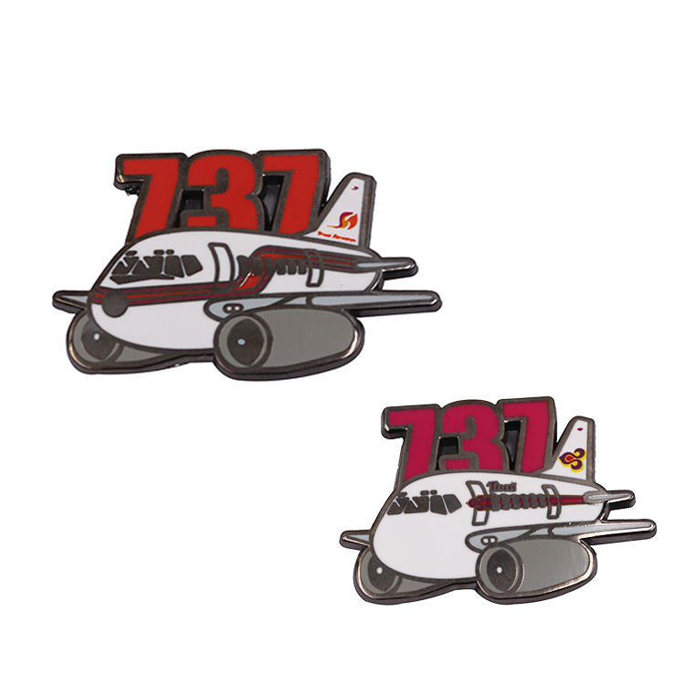 metal pins wholesale custom enamel lapel pins logo Plane Pattern Custom Enamel Pin