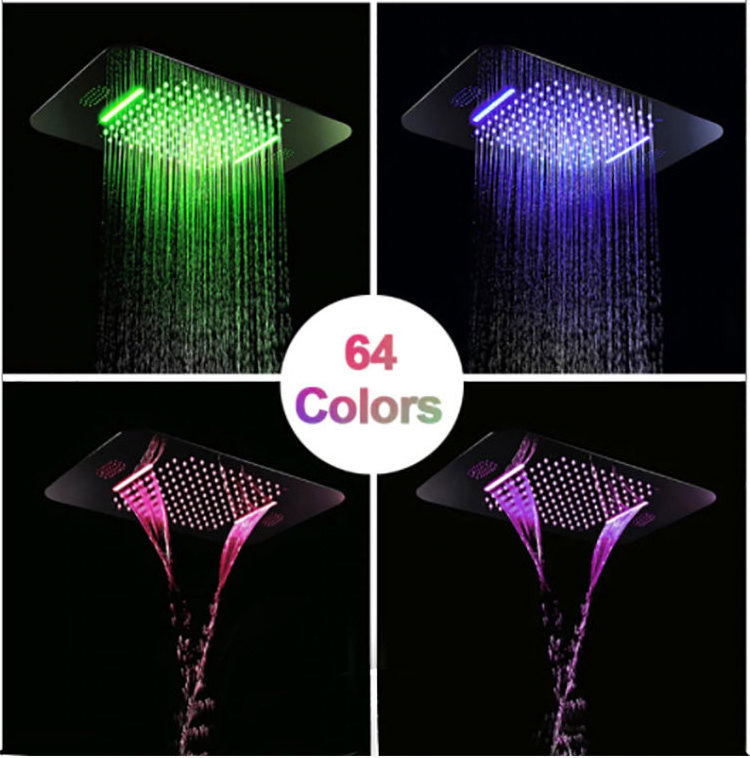 Rain Shower Brush Gold Shower Combo Set Led Head Ceiling Mount Rain Fall Bath Shower Faucet