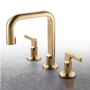 8 Inch Brass Bathroom Sink Faucet 3 Hole Widespread Faucet Brushed Gold 2 Handle Wash Basin Faucet