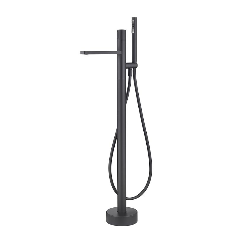 Modern design matt black floor standing hot and cold bathtub faucet freestanding tub faucet