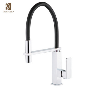 Magnetic Spray Kitchen Faucet With Black Flexible Rubber PVC Hose Chrome Flexible Kitchen Faucet