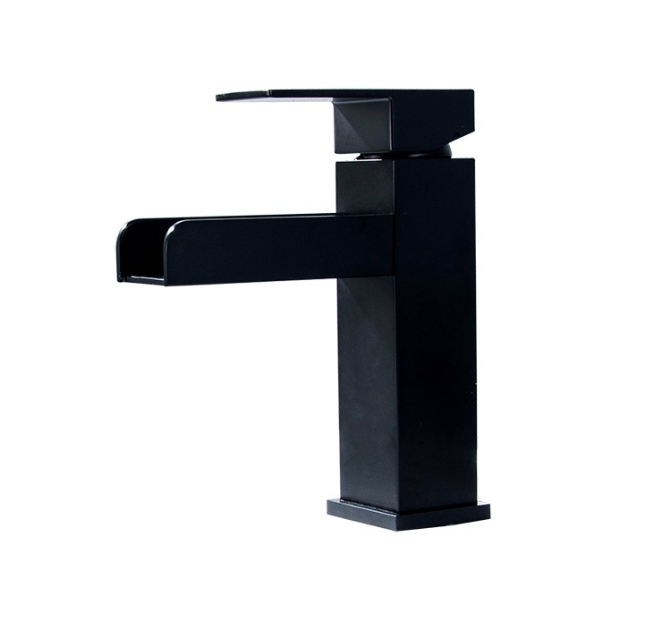 Australia Standard Watermark Approval DR Brass Matte Black Waterfall Taps, Deck Mounted Bathroom Wash Basin Faucet