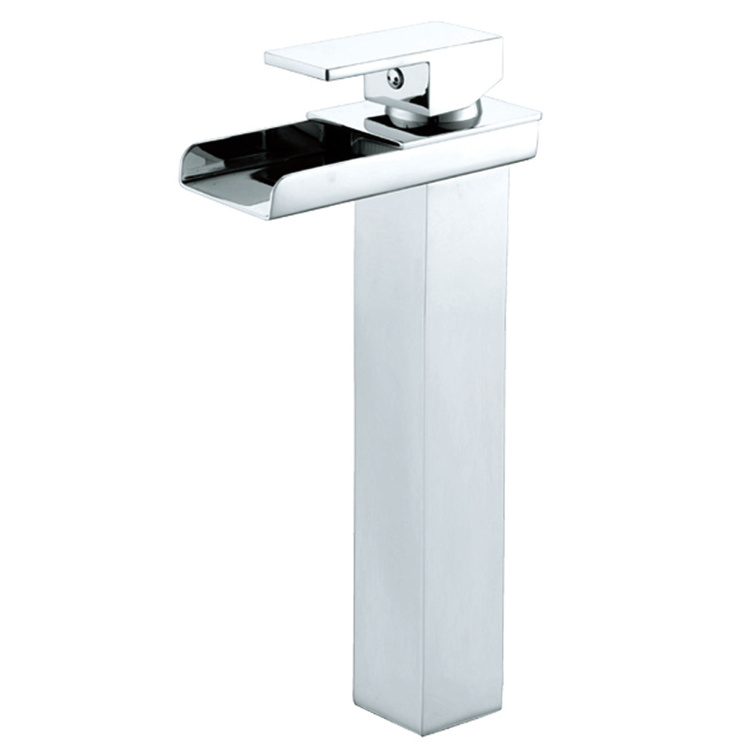 High Neck Single Lever Basin Mixer With Waterfall Spout Bathroom Sink Faucet