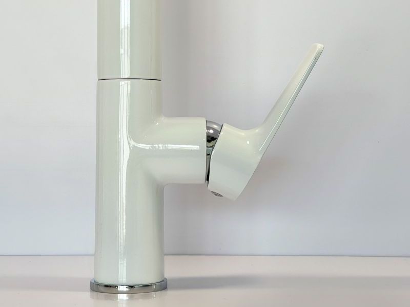 Chrome and White Long Neck  Kitchen Sink Faucet