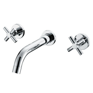 Bathroom Sink Faucet Wall Faucets Two Handles Lavatory Wall Mounted Faucet