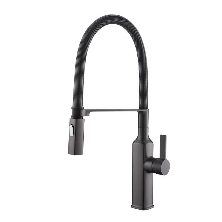 Single Handle Faucet Charcoal Grey Tap New Color Pull Down Copper Kitchen Faucet