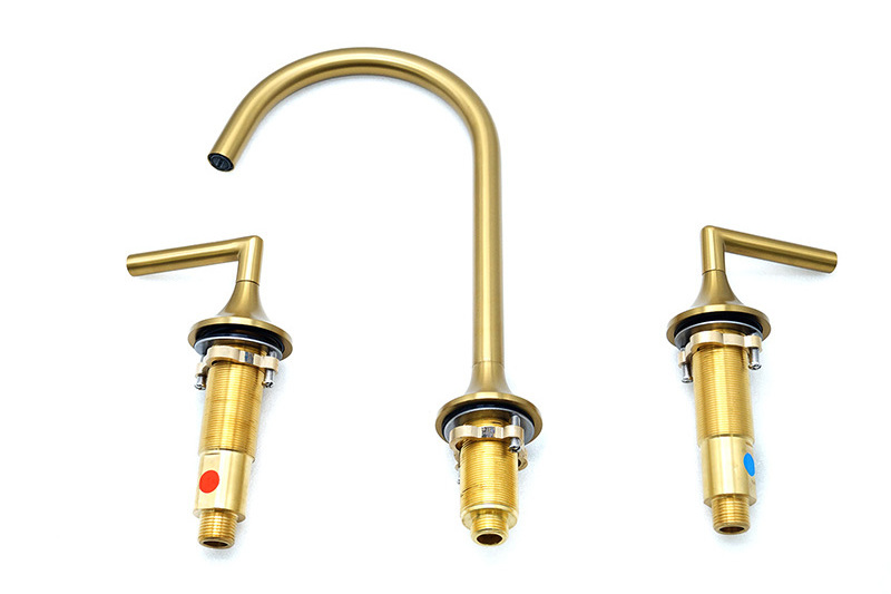 Gold Basin Mixer Dual Handle Solid Brass Bathroom Deck Mounted New Design Faucet For Sink