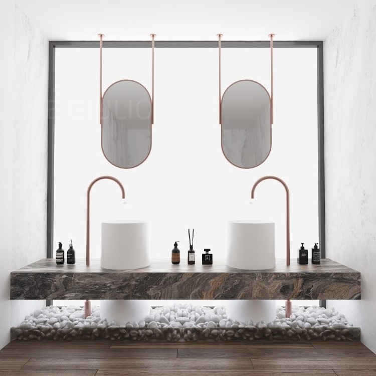 High Fashion Ceiling Suspender Vanity Dresser Mirror Arcuation Anti-fog Makeup Customized Bathroom Mirror