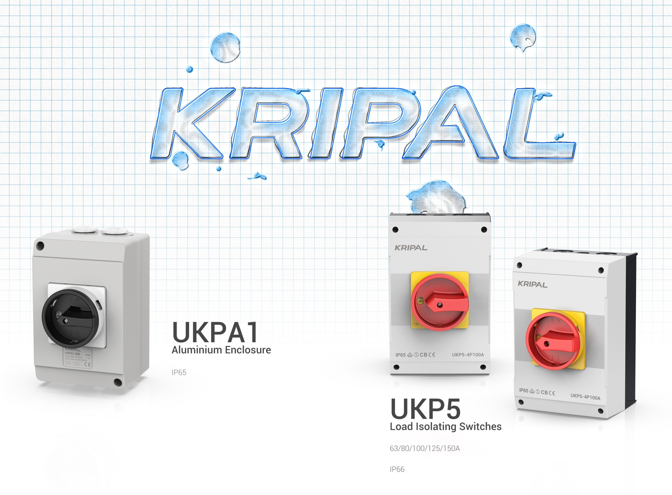 IP65 KRIPAL UKP 4P 10A 16A ON OFF 3 Phase Rotary Main switch Isolator Disconnector Switch AC 230V/440V Low Voltage with CE CB