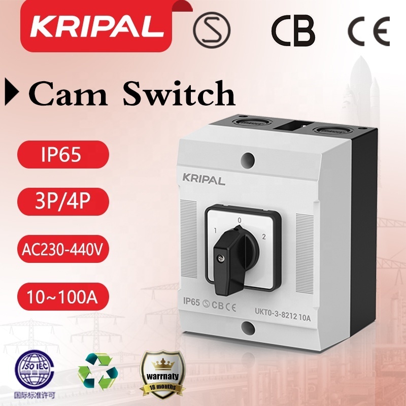 KRIPAL UKT0-316 3POLES 4 POLES 16A Electrical Switch 10-100A 230-440V Changeover Multi Positions Cam Rotary Switch